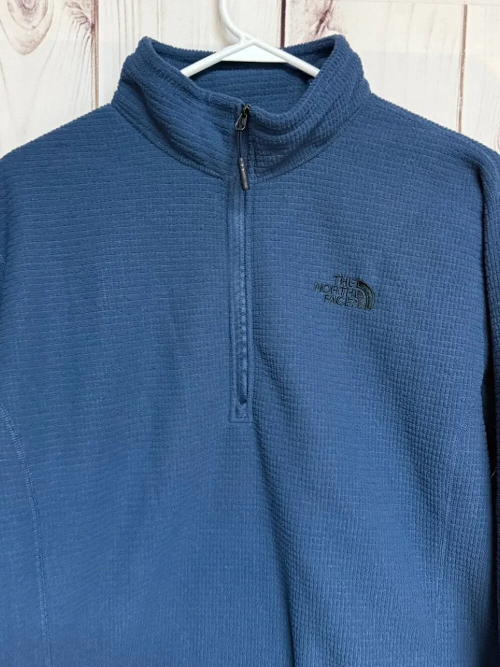 The‎ North Face Men’s Textured 1/4 Zip Large Blue Fleece GUC